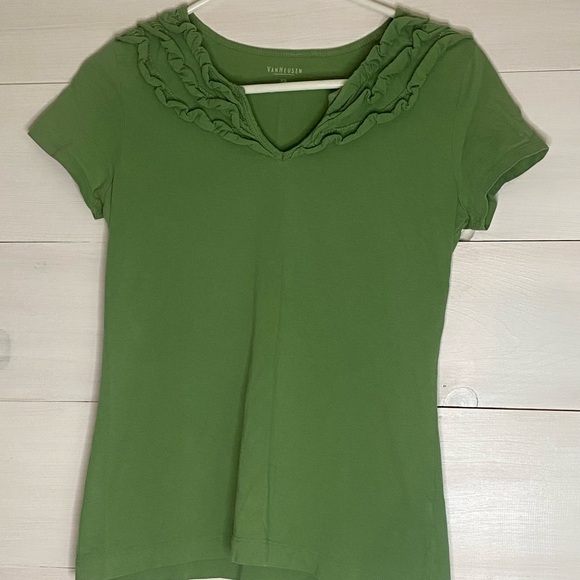 Van Heusen Green Ruffle Neck Women's Top Size XS - Picture 1 of 4